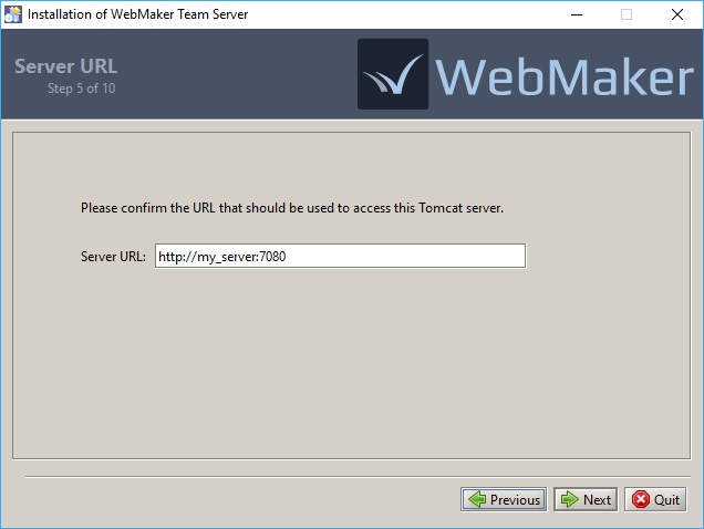 Team Server Installation - Server URL