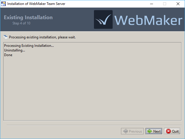 Team Server Installation - Existing Installation