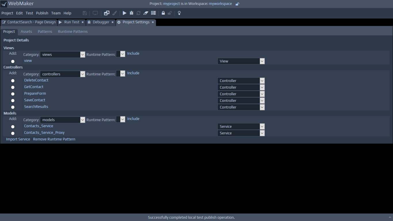 Screen shot of the Project Settings screen