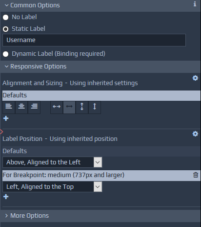 Screen-shot of Field Label options