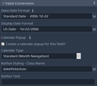 Screen-shot of Value Conversions