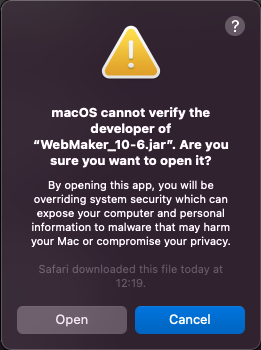 Possible warning message when installing on macOS