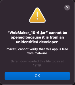 Possible warning message when installing on macOS