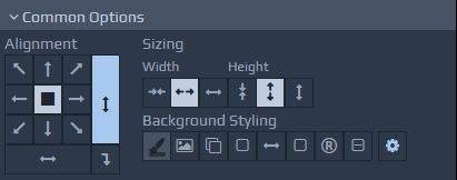 Alignment and Sizing buttons