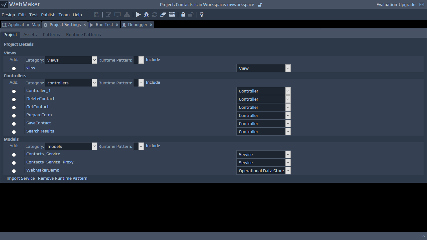 Screen shot of the Project Settings screen