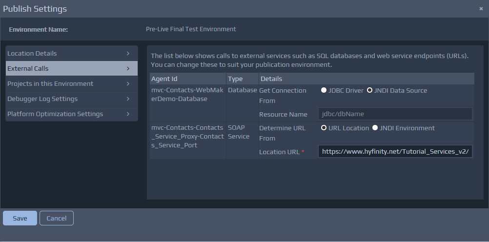 JNDI Parameters e.g. Database Connection